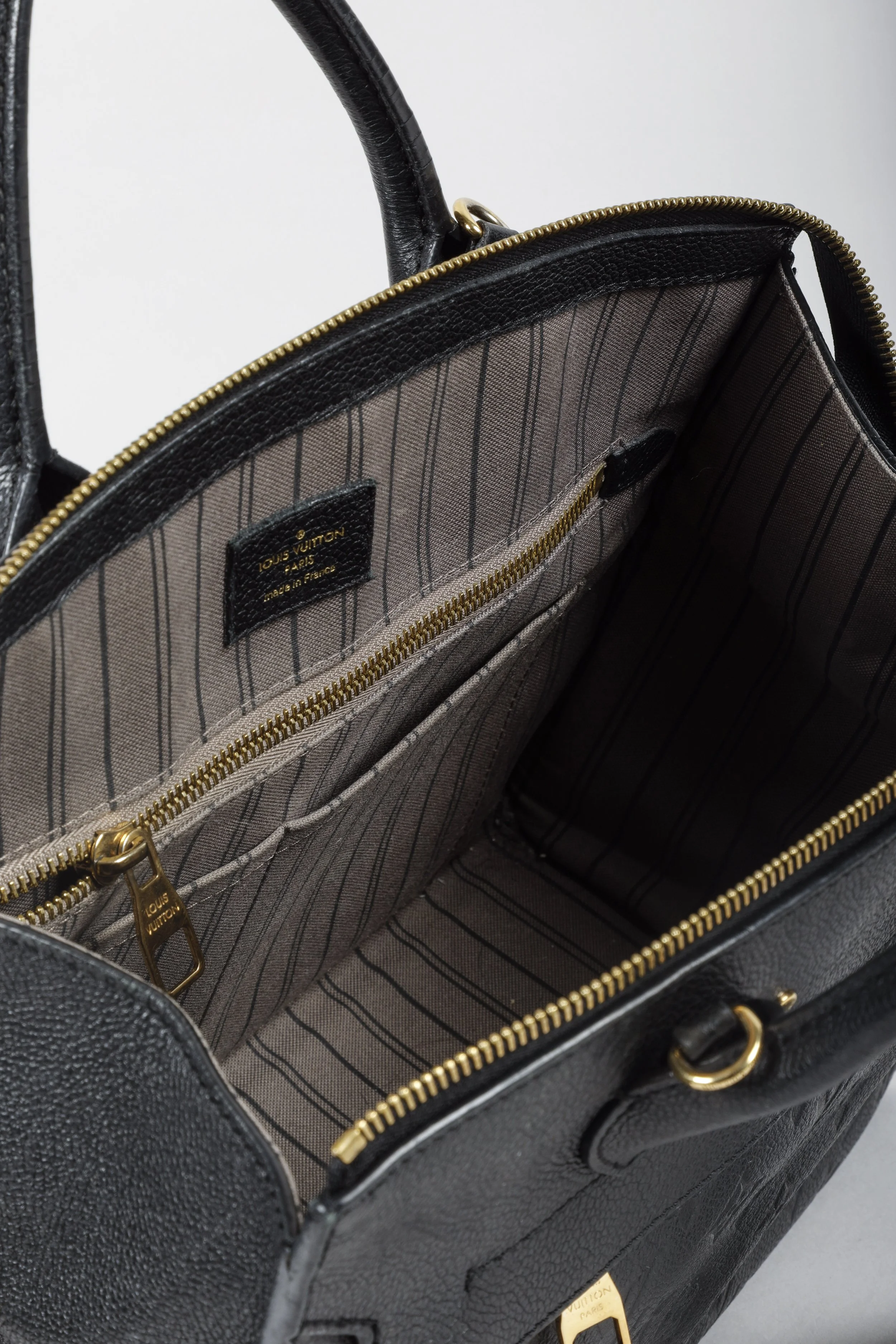 Louis vuitton black leather tote bag hot sale